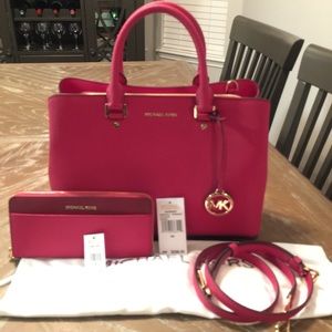 Michael Kors Set Savannah Large Satchel Leather